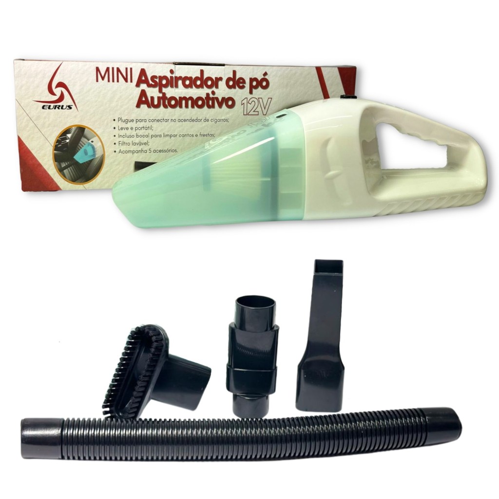 Mini Aspirador Automotivo Eurus Portatil Vaccum Cleaner 12v Azul