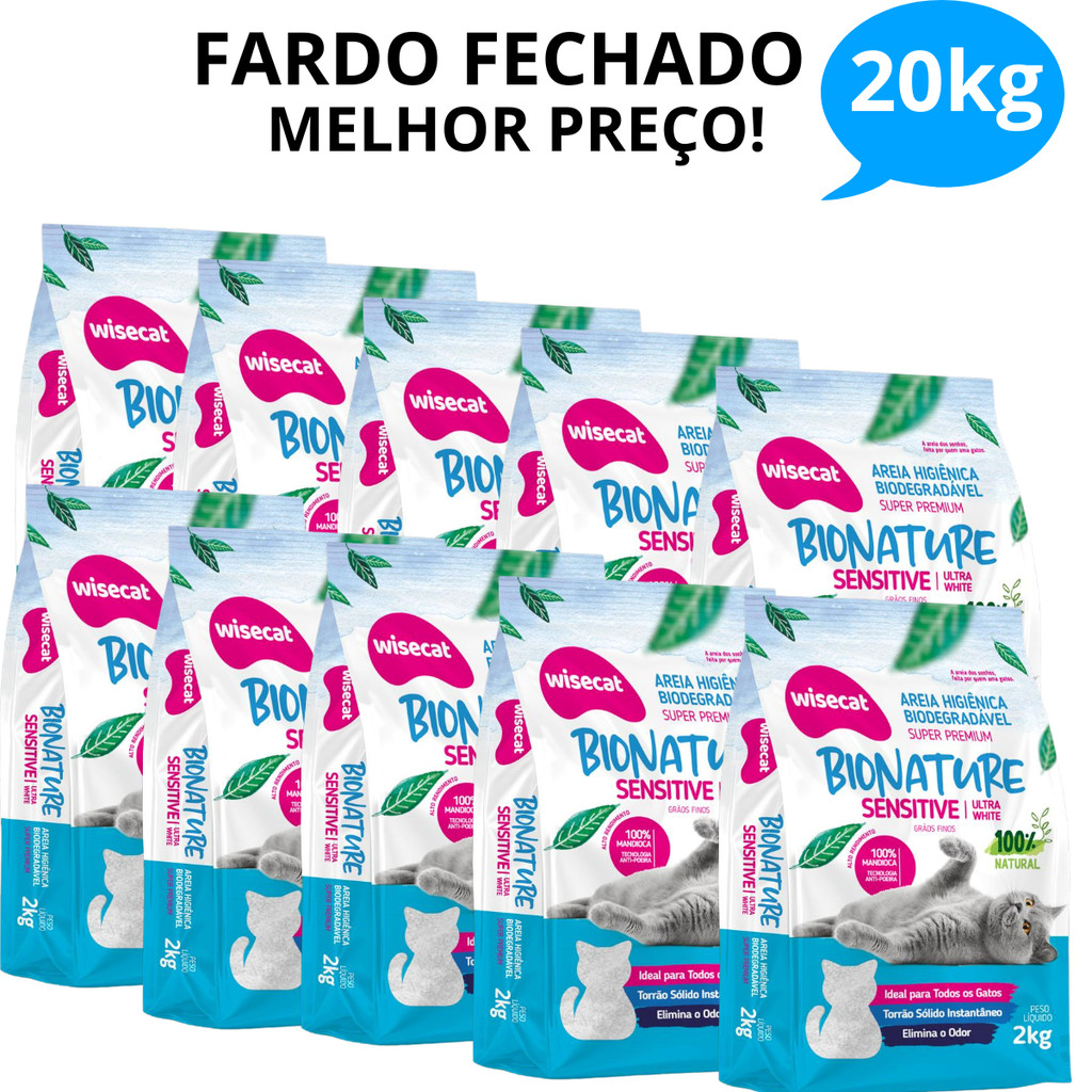 Kit 10 Areia Sanitária De Mandioca Grãos Finos Para Gatos Biodegradável Wisecat 20kg FARDO em Oferta na Shopee