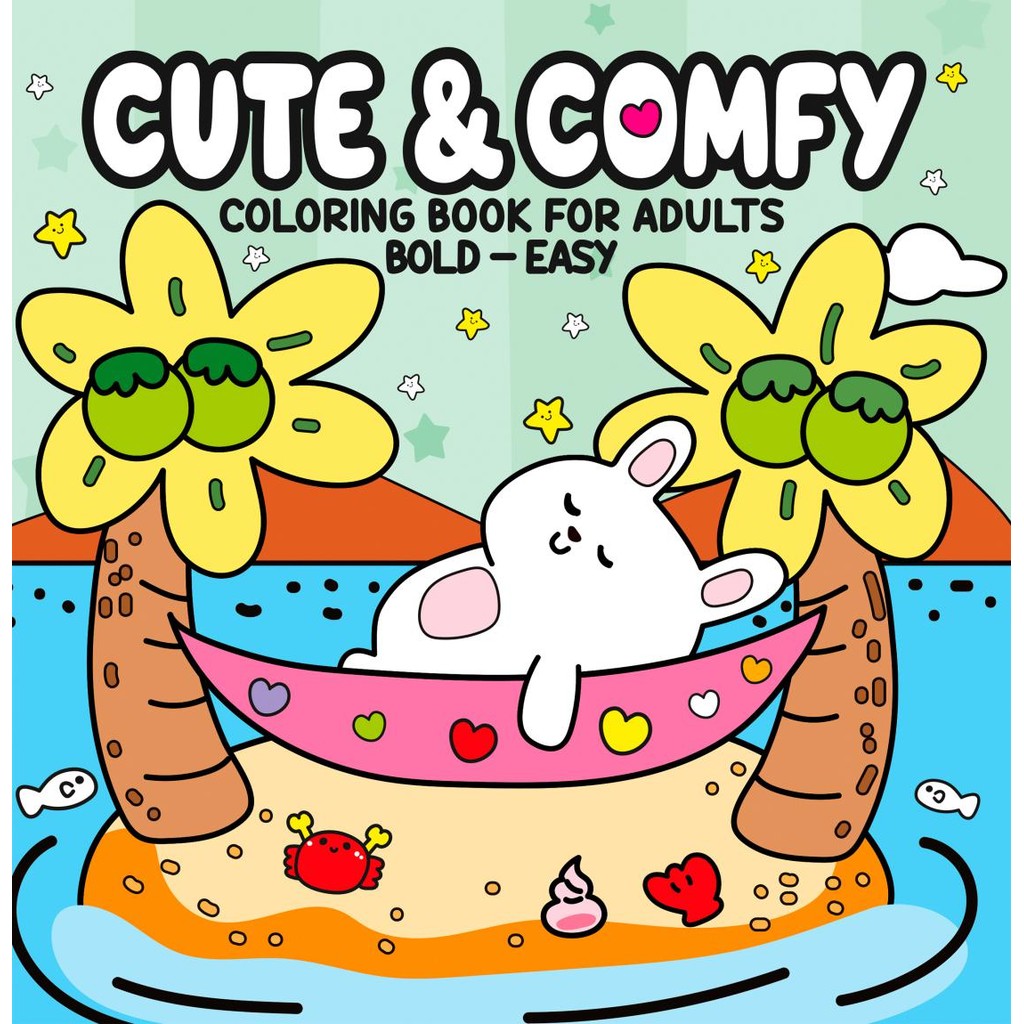 Livro Cute & Comfy Coloring Book for Adults - Bold Easy - Livro de Colorir Adulto - Livros Sorocaba