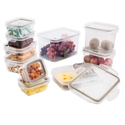Kit 10 Potes Porta Mantimentos Herméticos Empilháveis Plástico para Despensa Armário Geladeira Plasútil