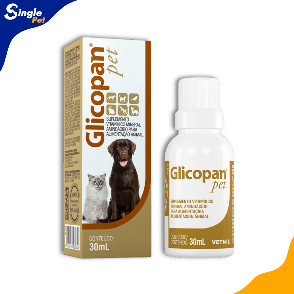 Glicopan Pet Suplemento Alimentar Para Cães e Gatos 30ml Vetnil - Energia, Apetite e Vitalidade