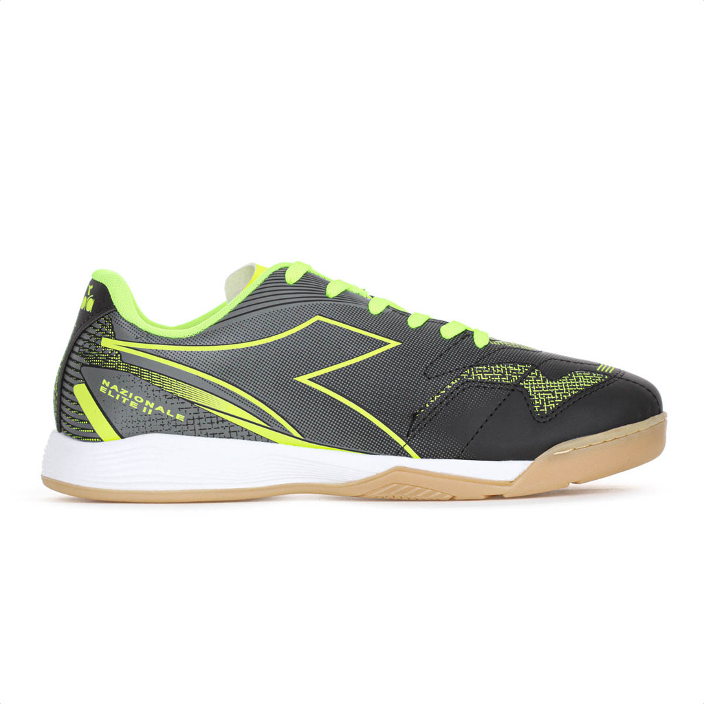 Chuteira Diadora Futsal Nazionale Elite II Preto Verde Neon e Amarelo - Masculino