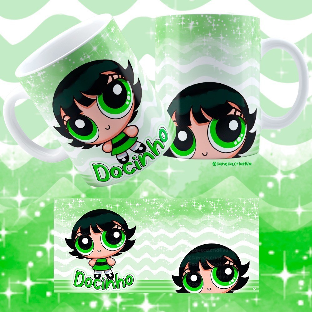 Caneca xícara ceramica  de Porcelana Personalizada Meninas Super Poderosa Cerâmica Docinho Lindinha Florzinha