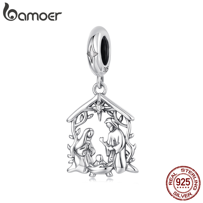 Bamoer 925 Prata Esterlina Charme Natividade De Jesus Pingente DIY Para Pulseira Presentes Mulher SCC3224