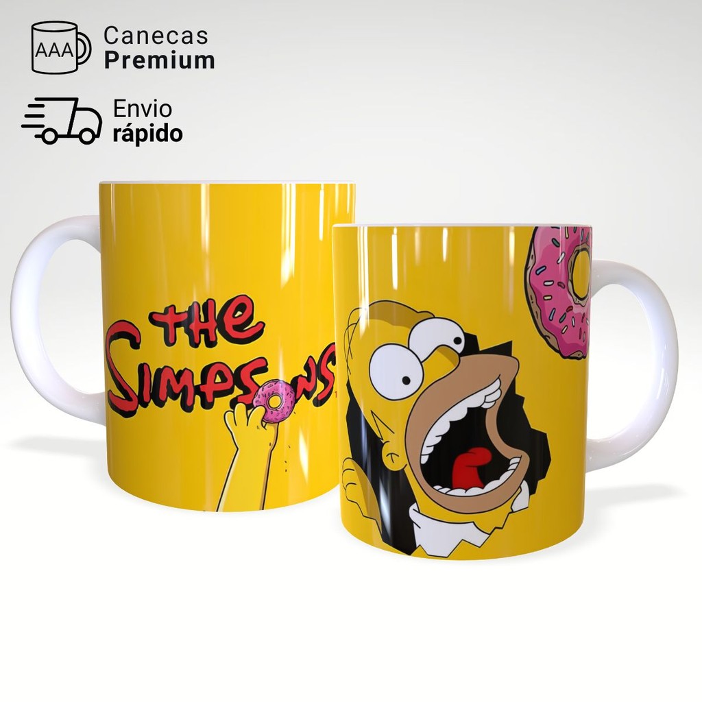 Caneca Homer Simpsons Donuts Presente Geek Porcelana 320ml – JURO