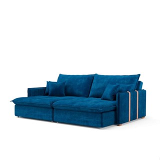 Sofá Retrátil Sem Caixa 3 lugares Solomons Velosuede Azul Marinho em Oferta na Shopee