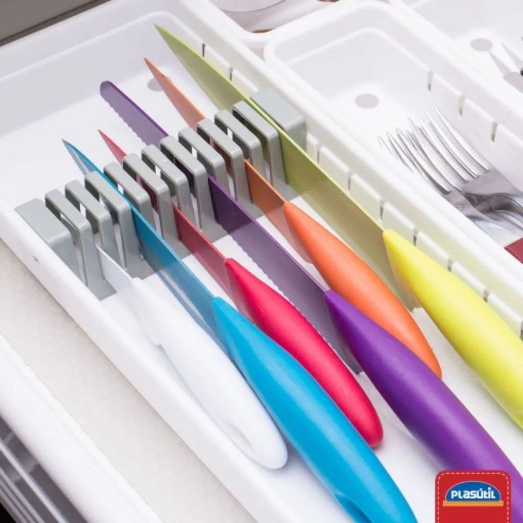 Kit Organizador de Facas Gaveta 2 Peças Plasútil em Oferta na Shopee