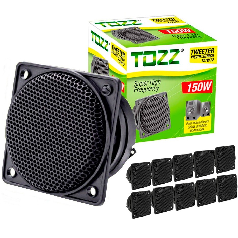 Kit C/10 Peças Tweeter Piezo Elétrico Quadrado 75rms Tozz em Oferta na Shopee