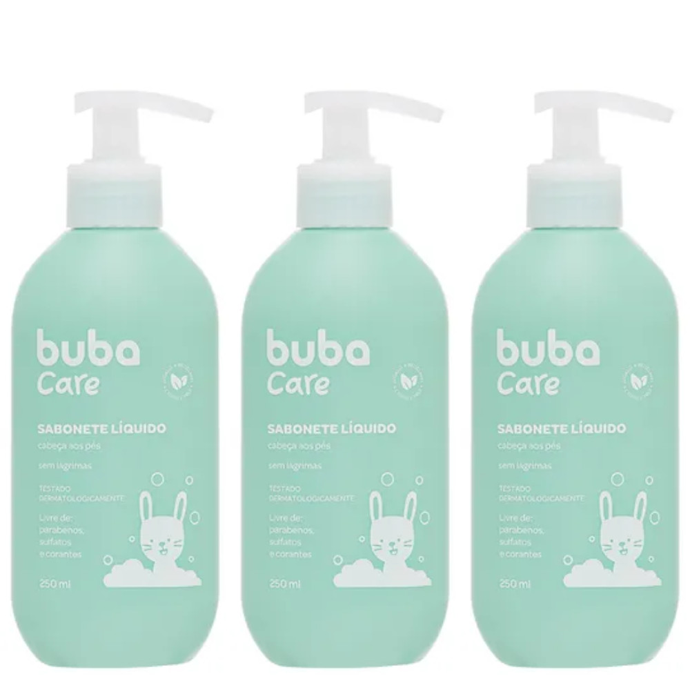 KIT C/ 3UN  SABONETE LIQUIDO INFANTIL - 250ML BUBA CARE
