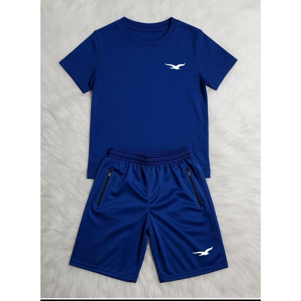 Kit Camiseta e Bermuda Infantil  Juvenil Com Bolsos Elastico 04 á 16 Origins Volta as Aulas