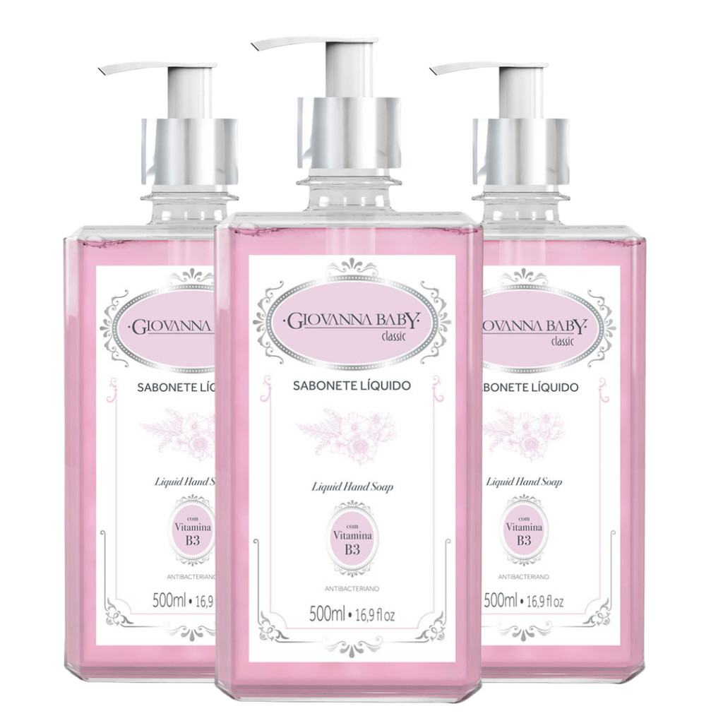 Kit C/3 Sabonete Liquido Giovanna Baby Antibacteriano Classic 500ml em Oferta na Shopee