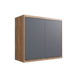 Armário Aéreo para Cozinha 80cm 2 Portas Viena  Louro Freijó/Grafitto em Oferta na Shopee