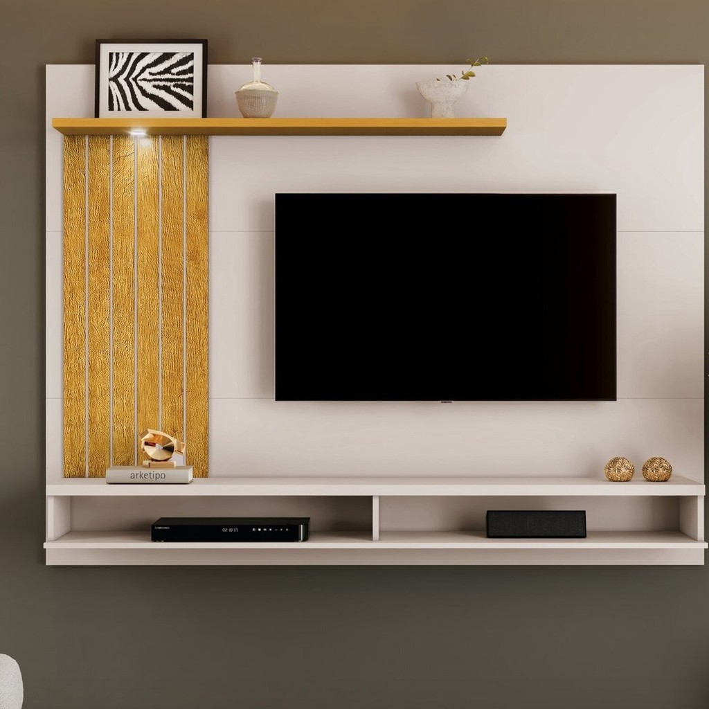 Painel para TV até 60 Polegadas 180cmx150cm Tvs de Primer Bege Off White/Naturale Off White/Naturale