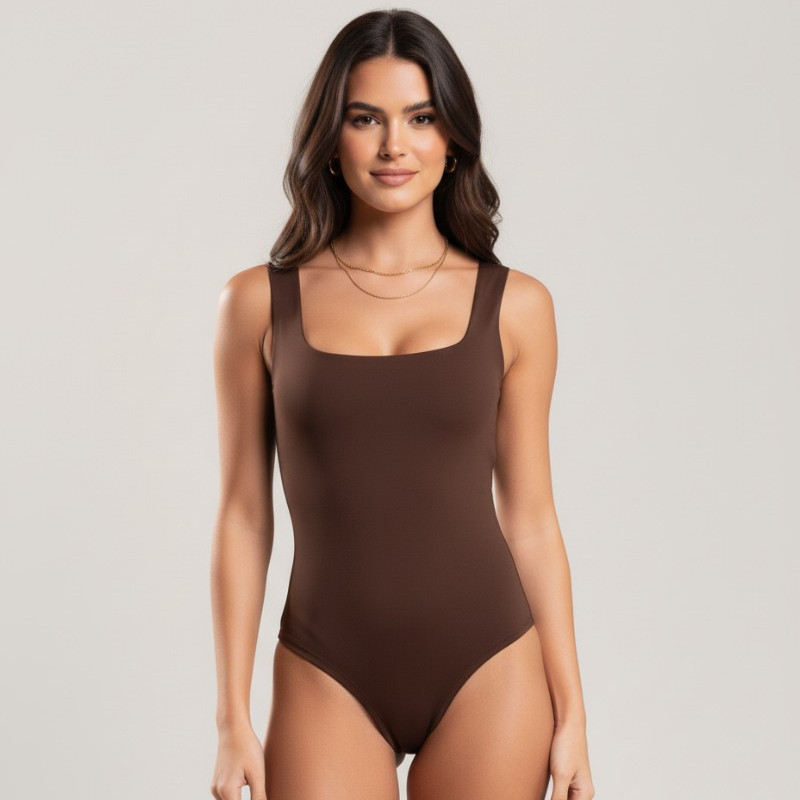 Body Feminino Suplex Premium Decote Quadrado Forro Duplo Alça Regata Básico Liso Tendência Verão