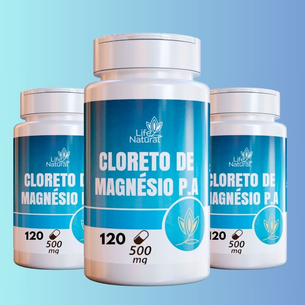 CLORETO DE MAGNÉSIO P.A. 500mg | 120/240/360 Cápsulas | Suplemento Mineral Premium