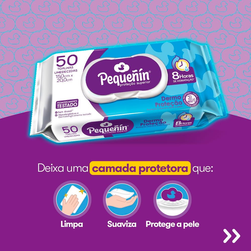 Lenços Umedecidos Pequeñin Dermoproteção 50 Unidades · foto 2
