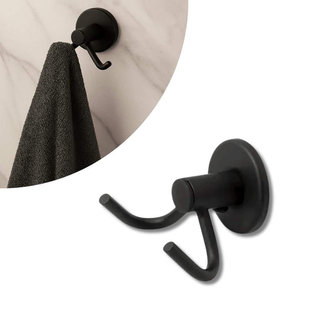 Cabide Ganho Preto Duplo Veneza Aço Inox Alumínio Acessórios Para Banheiro em Oferta na Shopee