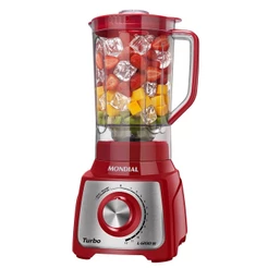 Liquidificador Turbo Mondial Vermelho e Inox 1200W L-1200 RI