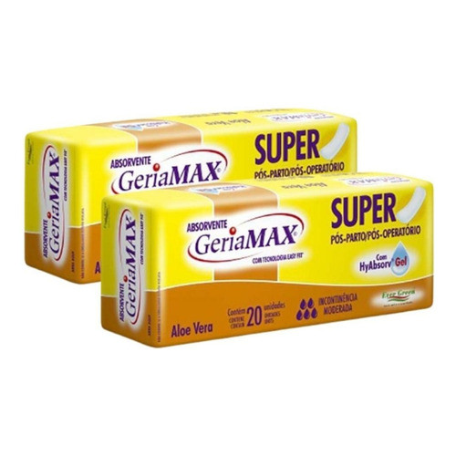 Kit 40 Absorventes Geriátrico Pós Parto Operatório Geriamax (2 Pacotes C/20 Un)