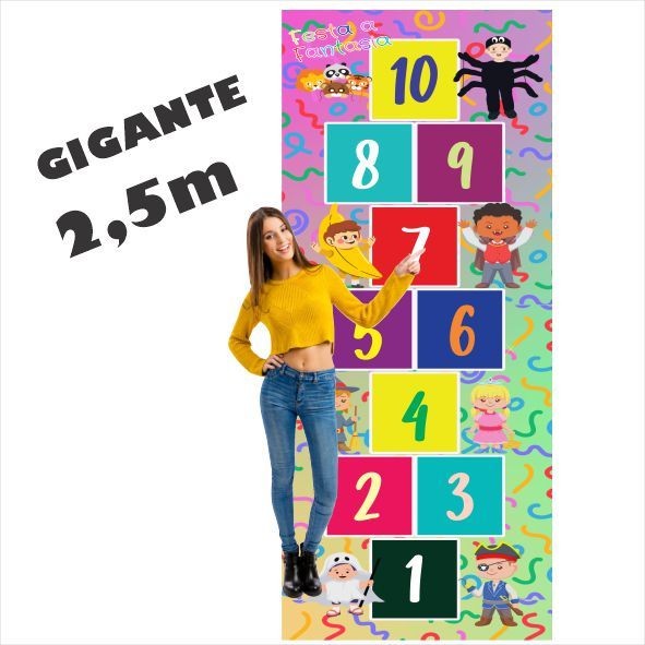 Lindo Tapete Jogo da Amarelinha Infantil Em Lona temática festa a fantasia grande, objeto para decoração AM300G