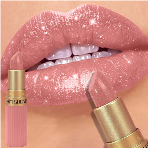 Diamante Glitter Batom Hidratante Duradouro Rosa Espumante À Prova Dwaterproof Água Brilho Labial Metálico Sexy Matiz Lá