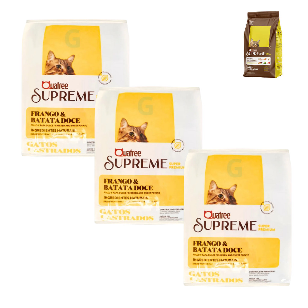 Ração Quatree Supreme Gatos Castrados Frango Kit Pacote 1kg em Oferta na Shopee