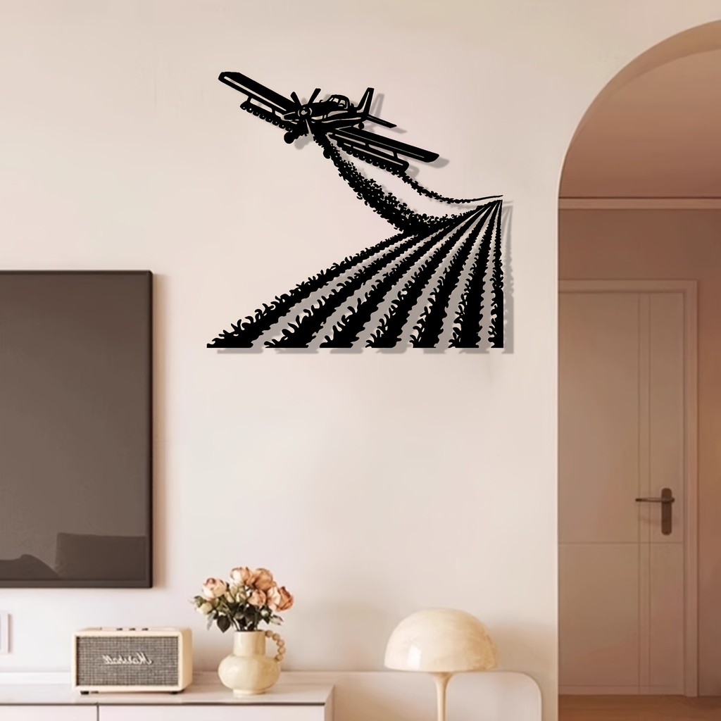 CIFbuy Metal Crop Duster Avião Arte De Parede Decoração De Jardim De Fazenda Presente De Estátua Ao Ar Livre