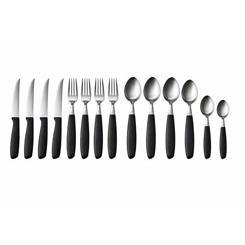 Jogo Talheres Preto 25 Pecas Completo Potinho Vidro Design Moderno Resistente Durável Bonito Elegante Lava Louças