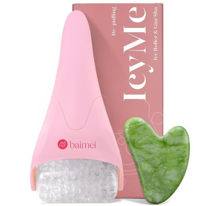 Conjunto IcyMe Jade Roller e Gua Sha – Ferramentas de massagem facial, disponível na sexta-feira W32S.