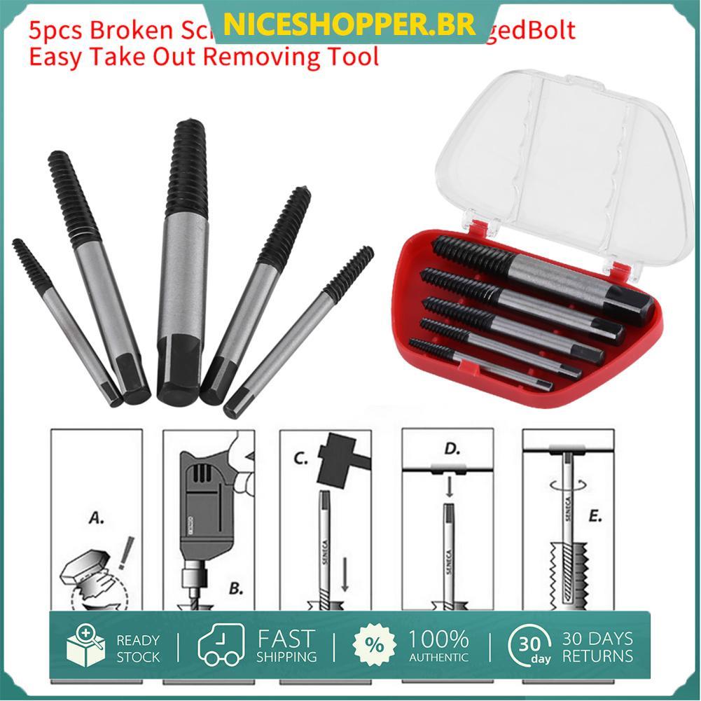 Niceshopper.br Extrator de parafuso quebrado, parafuso danificado, conjunto de ferramentas de fácil remoção para