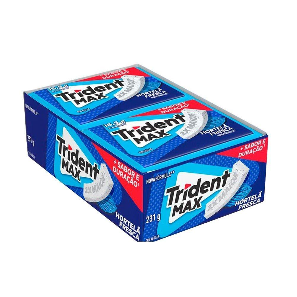 Chiclete Trident Max Hortelã Fresca sem Açúcar 16,5g - Caixa com 14 unidades