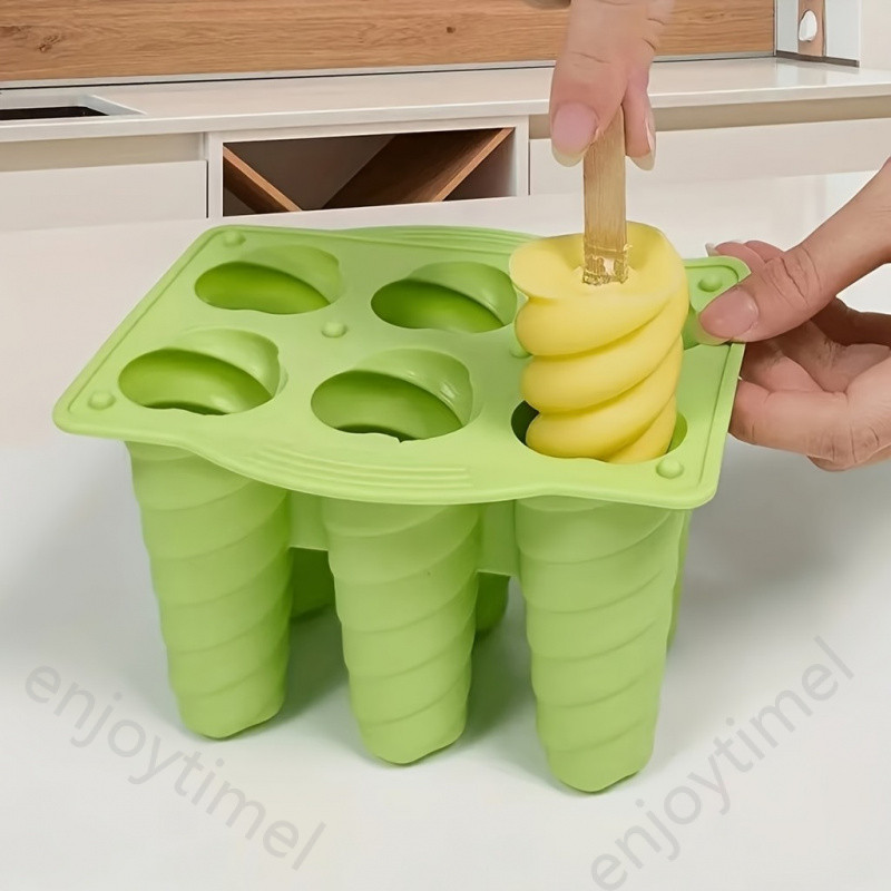 1 unidade de molde espiral para sorvete, molde de silicone com 6 furos para fazer picolés, bandeja de gelo para máquina