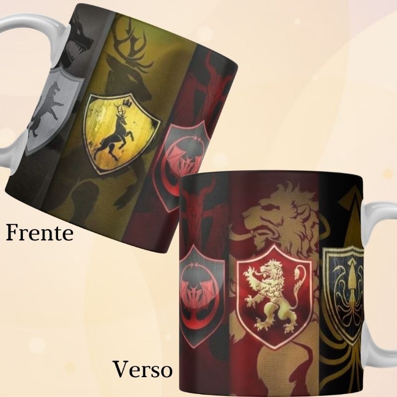 Xícara Caneca Personalizada Cerâmica Estampada Game Of Thrones Bandeira de Guerra Escudo Presente Lembrança Promoção Xíc