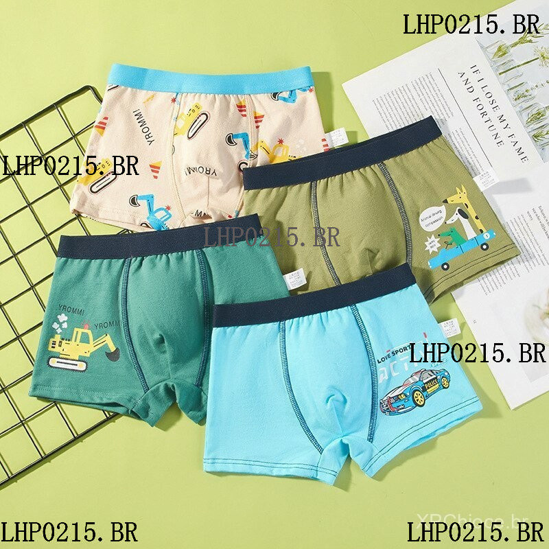4 peças de roupa íntima infantil de algodão puro meninos cueca boxer meninos calça de quatro cantos cueca de bebê calçõe