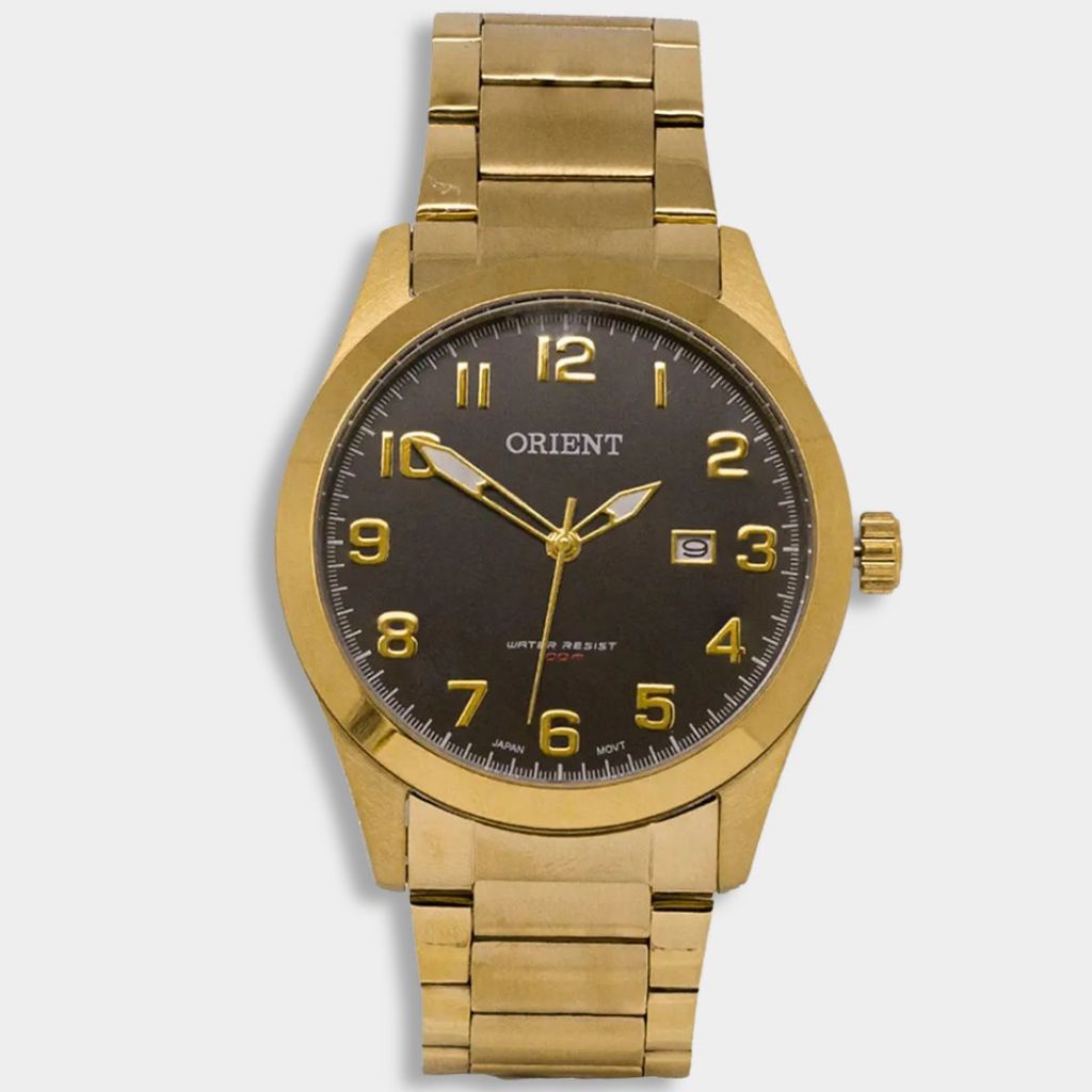 Relógio Orient Analógico Casual Pulseira Elos Masculino - Dourado e Preto