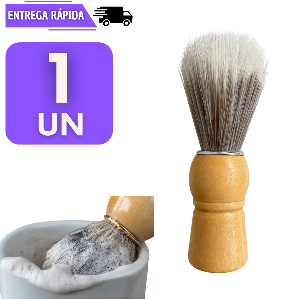 Pincel Para Barbear Clássico Cabo de Madeira Cerdas Suaves Masculino Barba Barbeador Barbearia