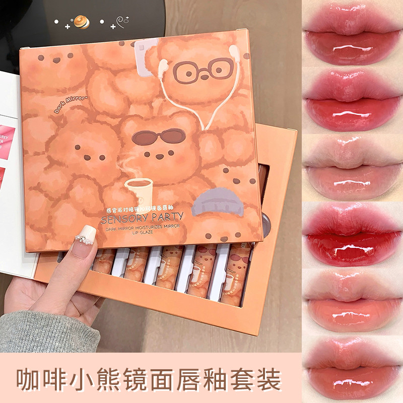 | 【lip tint ruby rose】 | ❋[6 peças] conjunto de esmalte labial espelhado fofo caixa Toot batom labial de vidro não desbo