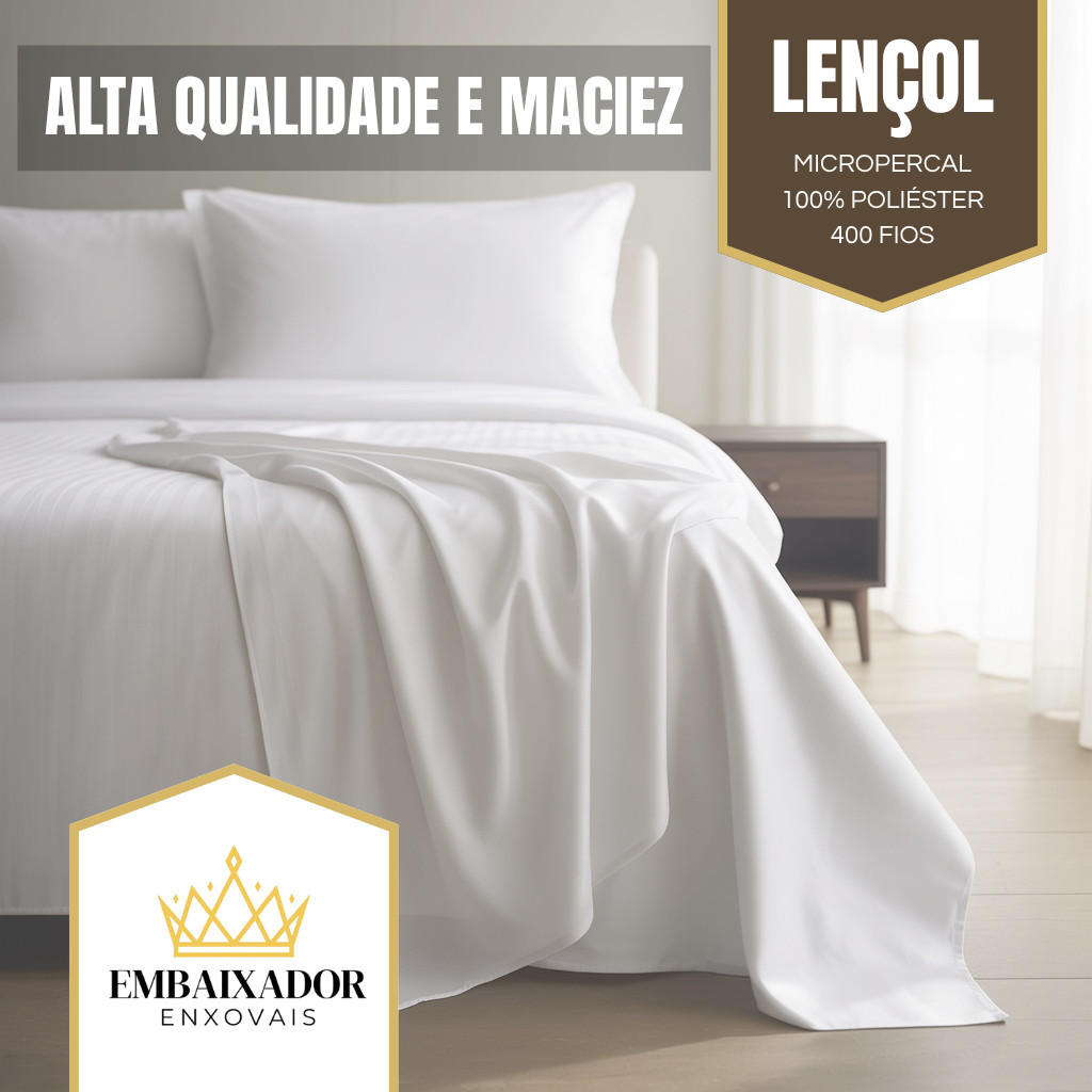 Lençol Solteiro/Casal/Queen/King Superior sem elastico 400 fios Micropercal Respirável Macio