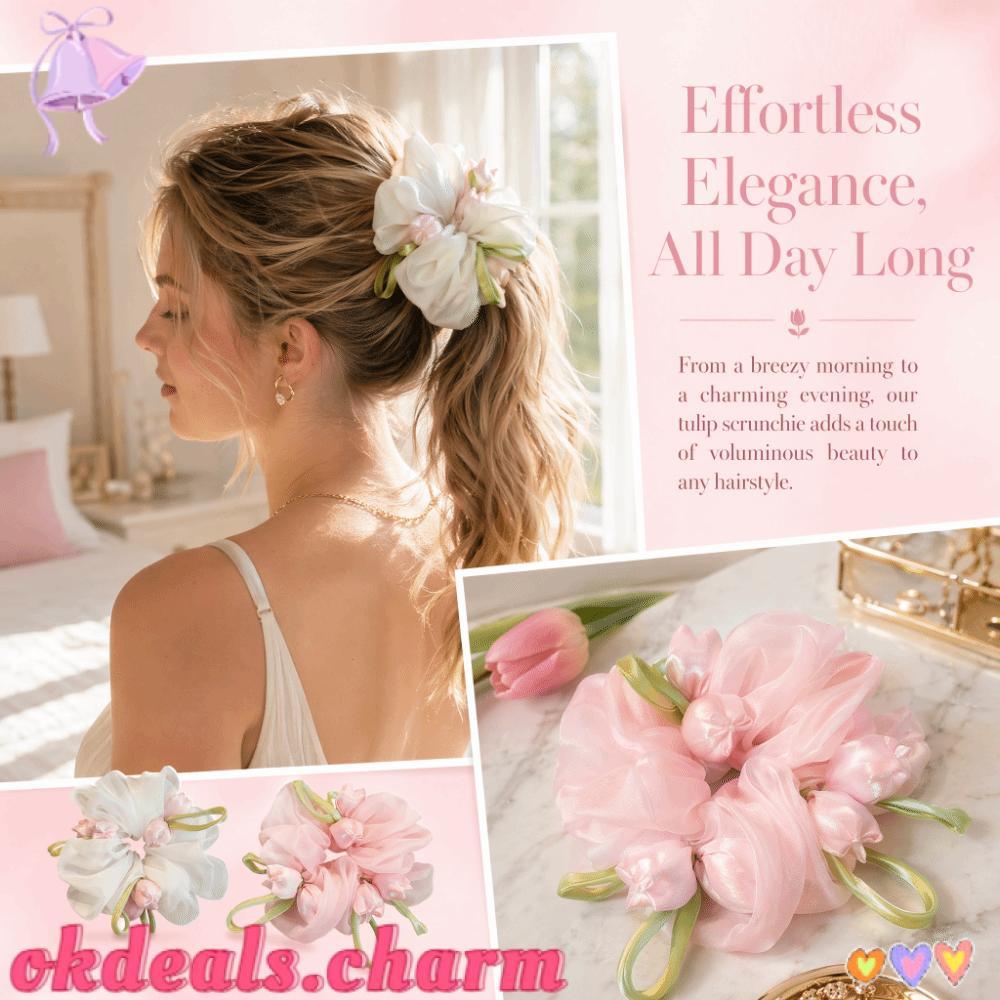 OKDEALS Laço De Cabelo De Tulipa , Elásticos Com Design De Flor De Alta Elasticidade , Corda Serpentinas