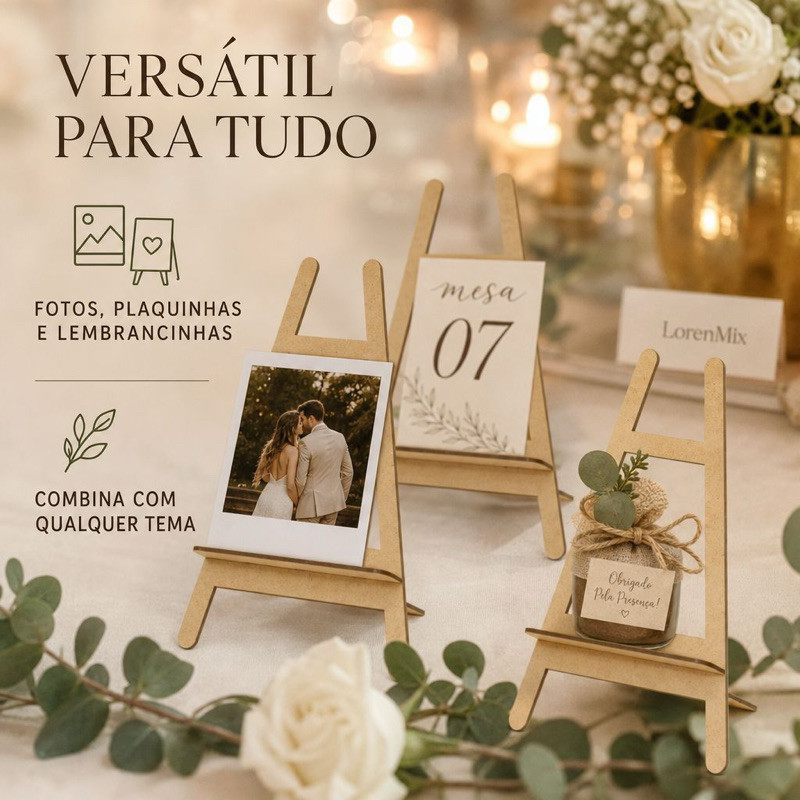 Kit Mini Cavaletes MDF para Fotos Polaroid Decoração Festa Eventos Casamento Lembrancinhas Mesa Post
