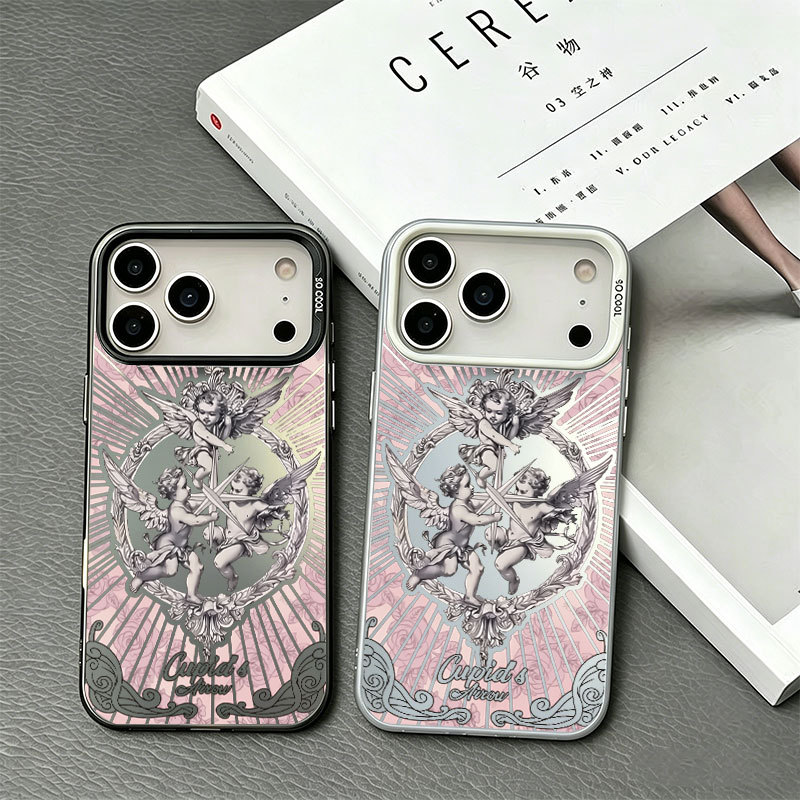 Capa Para Samsung S24 Plus S23 FE S23Ullta S21 S22 S20 A56 A55 A54 A16 A15 A35 Transparente Vintage Cupido Anjo IMD Fosc
