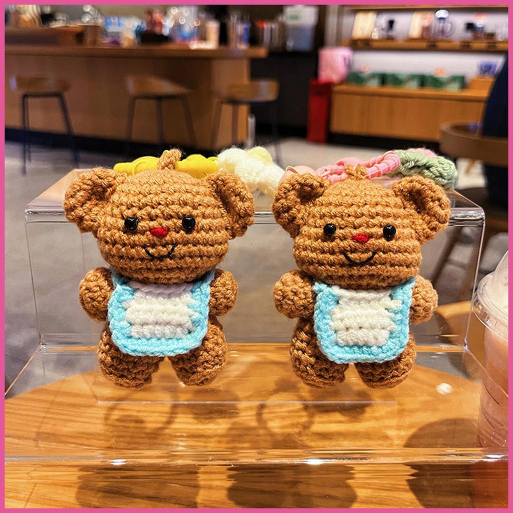 Bonito Urso Chaveiro Saco Pingente De Malha Boneca Brinquedos Artesanal Crochê Portátil openalbr