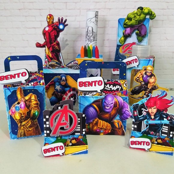 Kit caixinhas 3D lembrancinha personalizada Vingadores Aniversario Festa Infantil