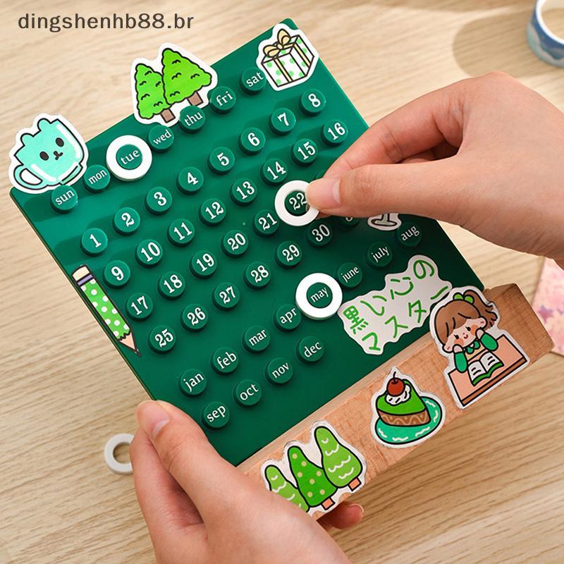 DIBR Ins Tempo Criativo Calendário De Mesa Perpétuo Manual Acrílico Decoração De Casa 3 Anel Data Registro Conjunto De P