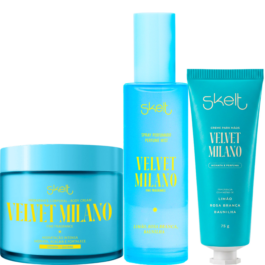 Kit Creme de Mão + Body Splash + Hidratante Corporal Velvet Milano