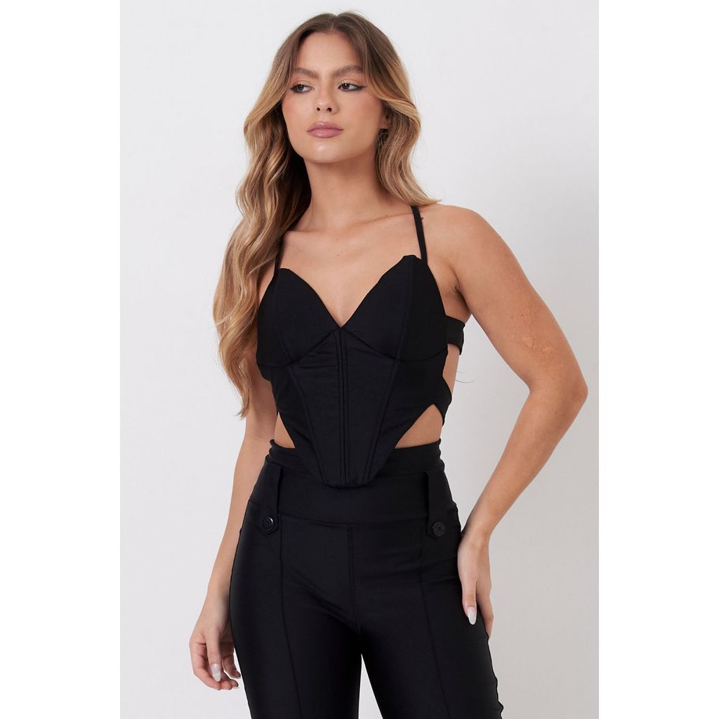 Cropped Corselet Com Bojo Up Glam Planet Girls Preto