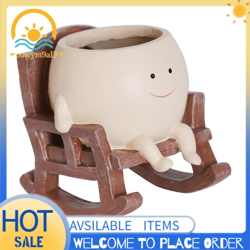 Sorriso Rosto Plantador Pote Bonito Resina Flor Cabeça Para Plantas Ao Ar Livre Indoor Sentar Cadeira De Balanço Potes 1