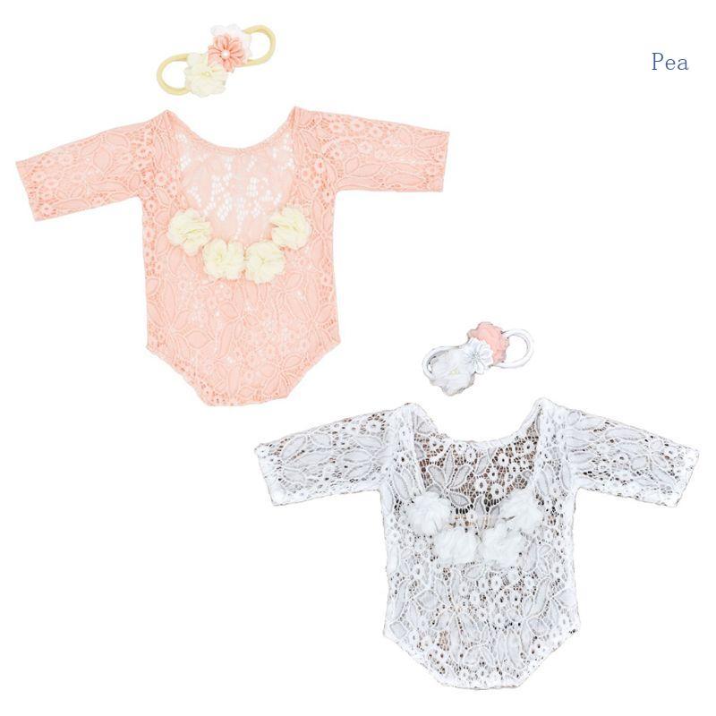 Ervilha Bebê Infantil Flor Faixa De Cabelo Cocar Manga Comprida Macacão Bodysuit Roupas