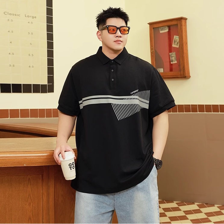 Street wear plus Size masculino wear verão gordura solta Casual mais gordura mais sensação legal Paul camisa lapela cami