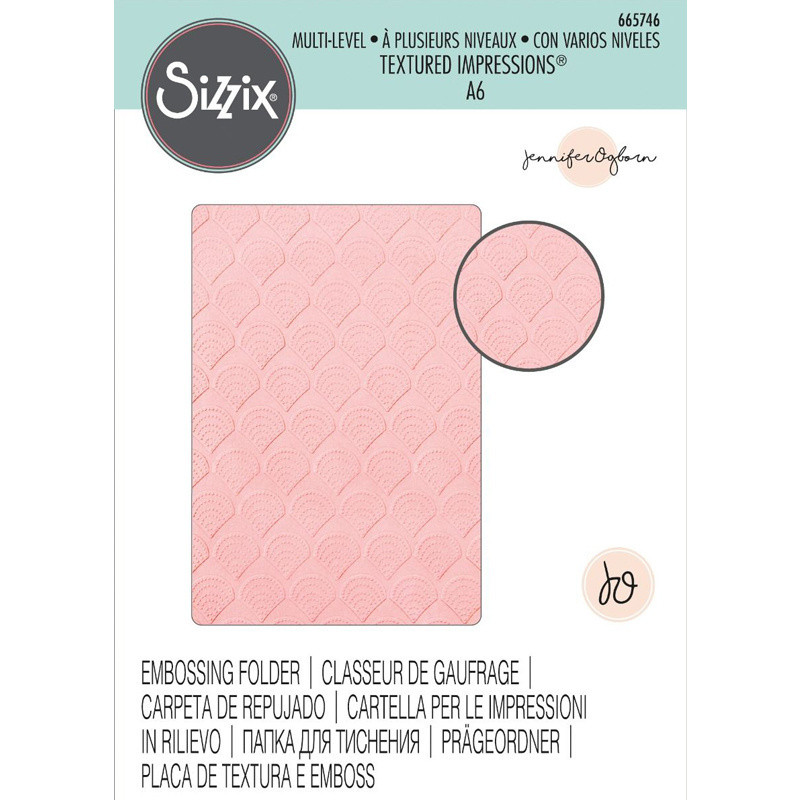 Pasta em relevo com impressão de textura multicamadas Sizzix665746 - Azulejo em forma de leque